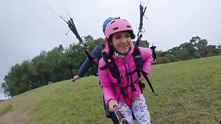 Squirting while paragliding 2200 m above the sea