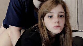 The cute girl has slow sex with her roommate