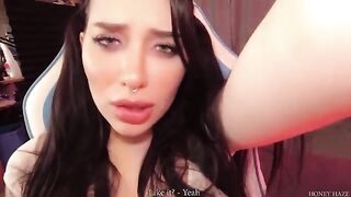 A teenage girl cheats on her BF while gaming with a stepbro