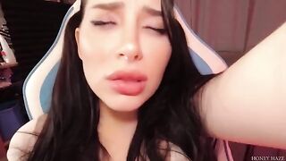A teenage girl cheats on her BF while gaming with a stepbro