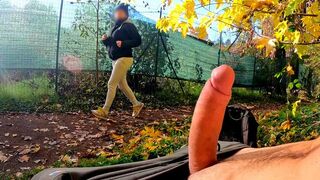 A risk of exposure in the park with a passionate and sexy milf