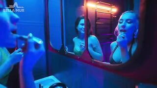 A girl was picked up in the toilet of a night club and experienced intense passion
