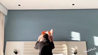 The man licks his girlfriend’s pussy and pushes his cock into her wet hole
