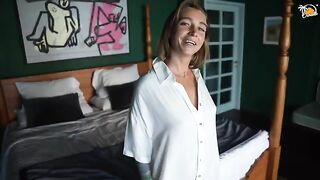 Blonde amateur MILF fucked in the hotel room with Be One toy