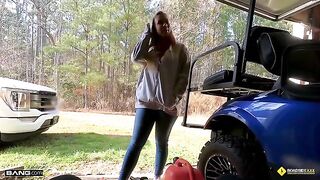 Our mechanic got lucky with a busty blonde babe Bailey Brooke on the roadside
