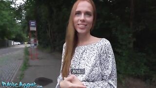A freckled ginger girl gets her ass smashed by a dick outdoors