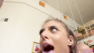 Brunette teen Gia Derza gets her holes railed by pervs