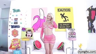 Skinny blonde slut gets her pussy filled with sticky cum