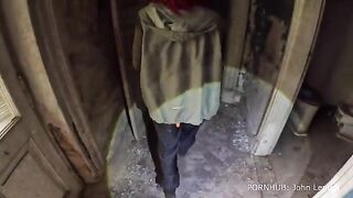 A young girl is exploring an abandoned mansion from 1872 in a steamy vlog