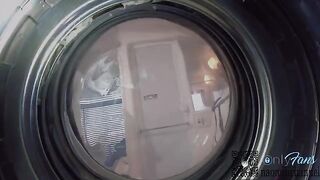 A babe got stuck in the washing machine and had creampie sex