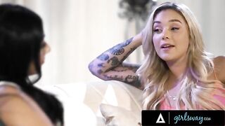 Two besties with big tits enjoy a passionate 69 and scissoring session