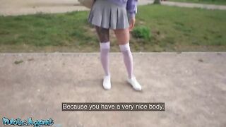 Skinny Italian college girl getting fucked outdoors for cash
