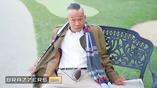 Guy flashes his cock at the park, Ebony Mystique gets horny and fucks him hard