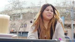 Fat Latina slut Yiyi Candy exposes her body on the street before getting fucked hard