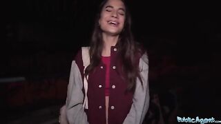 A stunning French model gets fucked outdoors for cash in this sizzling scene
