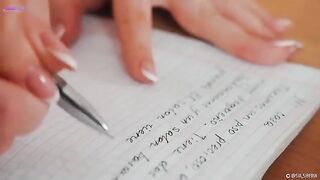 A girl squirts while teaching Spanish in a naughty way