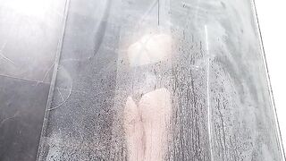 Sweet wet pussy makes a woman squirt in the shower