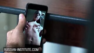 A hot call from a cute girl to her boyfriend in a video