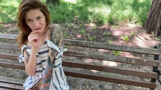 I take off my panties in the park and play with my pussy while people pass by