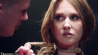 Blonde porn star Ashley Lane fucked deep and suspended by ropes
