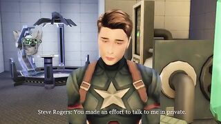 Agent Carter feels up Captain America's cock
