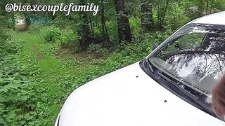 A couple making love right in their car, nowhere to go