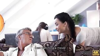 Old guy seduced his son's GF, Erica Black, in a steamy Daddy4K scene
