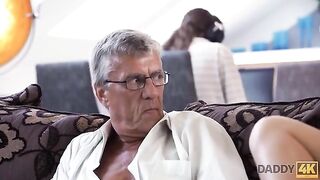 Old guy seduced his son's GF, Erica Black, in a steamy Daddy4K scene