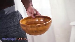 Petite Russian beauty Elena Vedem gets fucked by a black hung in Massage Rooms