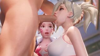 Mercy teaches DVA to deepthroat in this hot Overwatch 3D porn