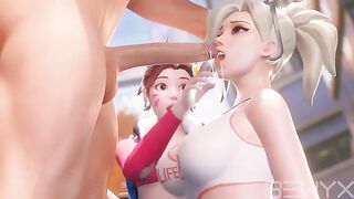 Mercy teaches DVA to deepthroat in this hot Overwatch 3D porn