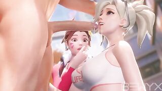 Mercy teaches DVA to deepthroat in this hot Overwatch 3D porn