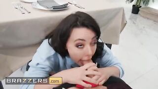 Whitney Wright sneak fucks under restaurant table for cock sucking
