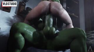 Futanari Marvel Heroes engage in passionate 3D animated action