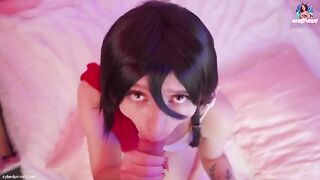 Mikasa Ackerman gets her pussy smashed and facialised