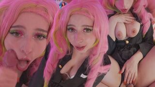 Cute Mitsuri Kanroji from Demon Slayer gets fucked hard and cum on her face