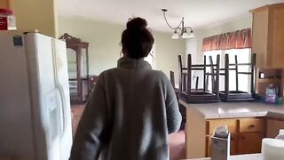 The pregnant girl tried to negotiate with her landlord in a steamy scene