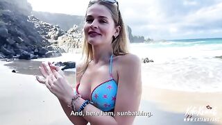 Luxurious ass beach girl gets fucked in a risky spot