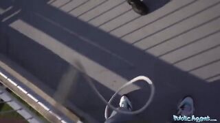Brunette babe with bubble butt gets fucked by Public Agent outdoors