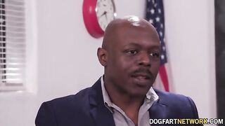 Blonde teen Heather Honey gets her asshole gapped by two black cocks in 4K