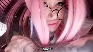 My stupid stepsister got stuck in the washing machine and I had to fuck her hard