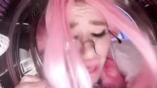 My stupid stepsister got stuck in the washing machine and I had to fuck her hard
