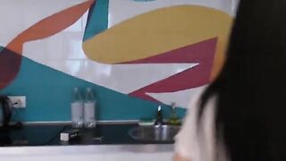 Skinny Asian teen skater gets her mouth full of cum and balls licked