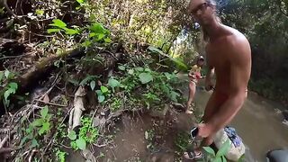 Couple fucking on the jungle river bank