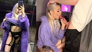 A girl met a guy in the elevator and got cum on her face