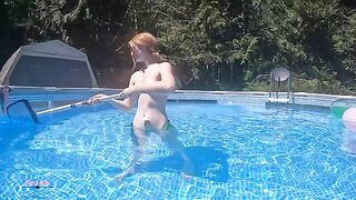 A compilation of a naked girl trying to film herself outdoors but failing