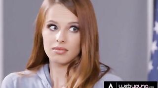 The redhead detective finds the suspect in a steamy classroom scene
