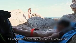 A girl was caught jerking off on the Italian beach and helped to finish