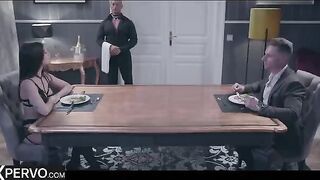 A dinner guest turns into the main course for a passionate swinger couple in this steamy scene