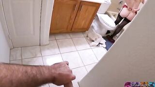 The stepson saw his sexy stepmom undressing after work and masturbating in the shower